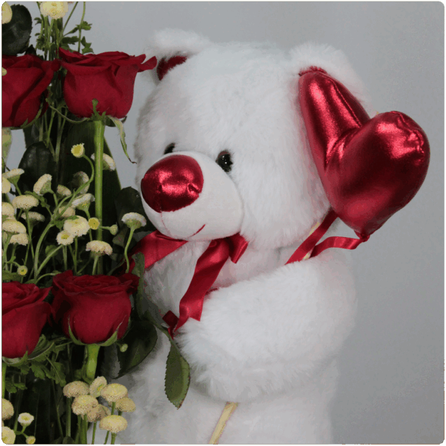 Arreglo de rosas, Lilis y peluche - Image 2